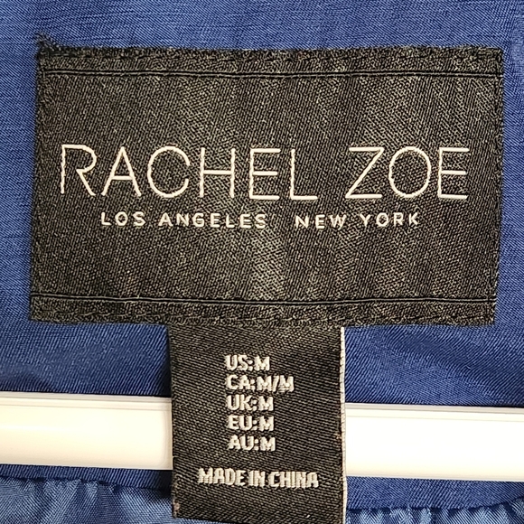 Rachel Zoe Double Breasted Cropped Trench Coat Size Medium Color Blue - Picture 3 of 10